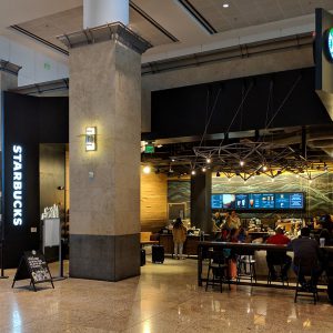 Starbucks at SeaTac, evening